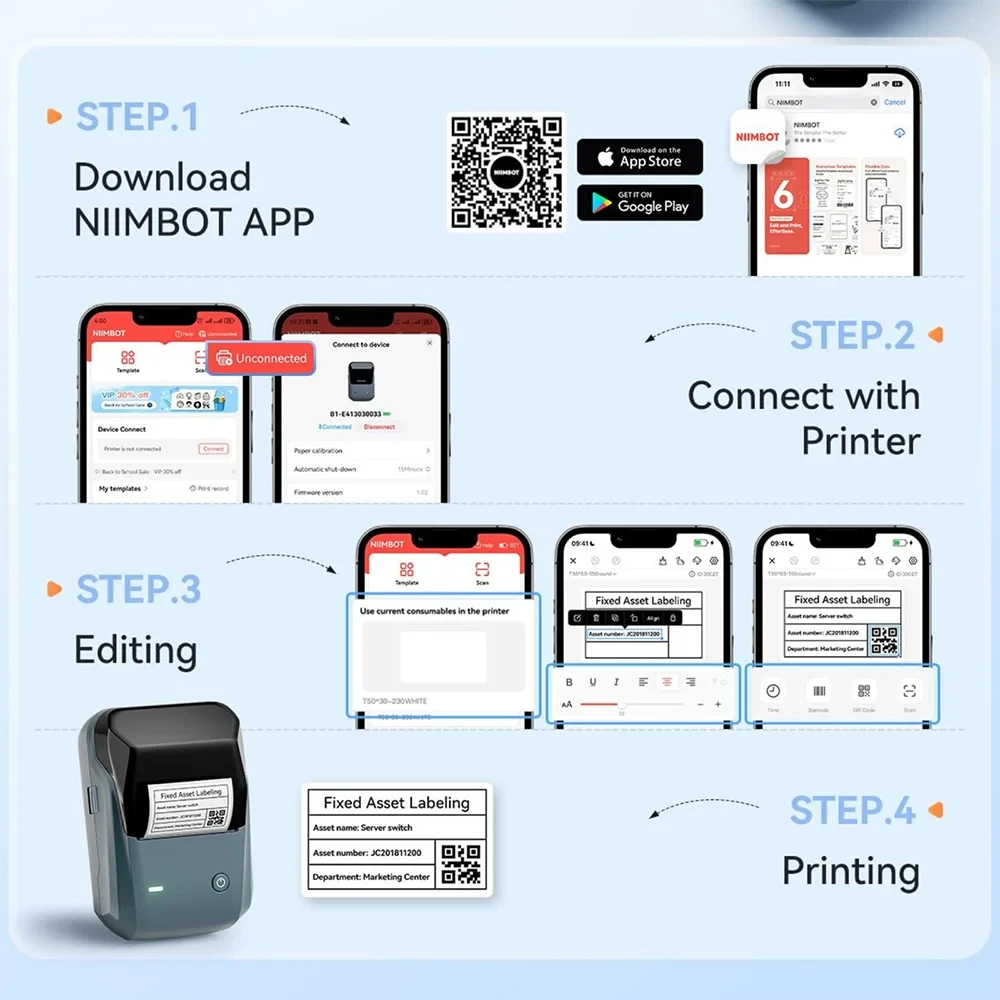 NIIMBOT B1 Portable Thermal Label Printer